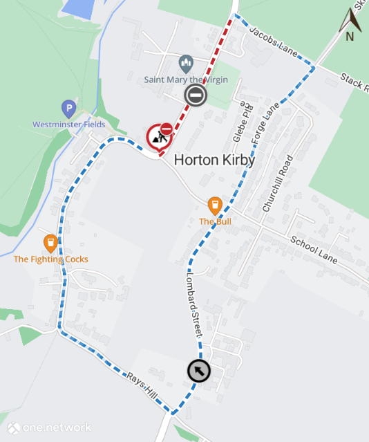 Temporary Road Closure - Horton Road, Horton Kirby - 19th February 2024 for 3 days between 09.30hrs and 15.30hrs 